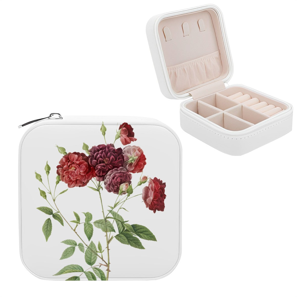 Camellia PU Leather Jewelry Organizer With Zipper for Stylish Storage - Rosetta Creative Boutique
